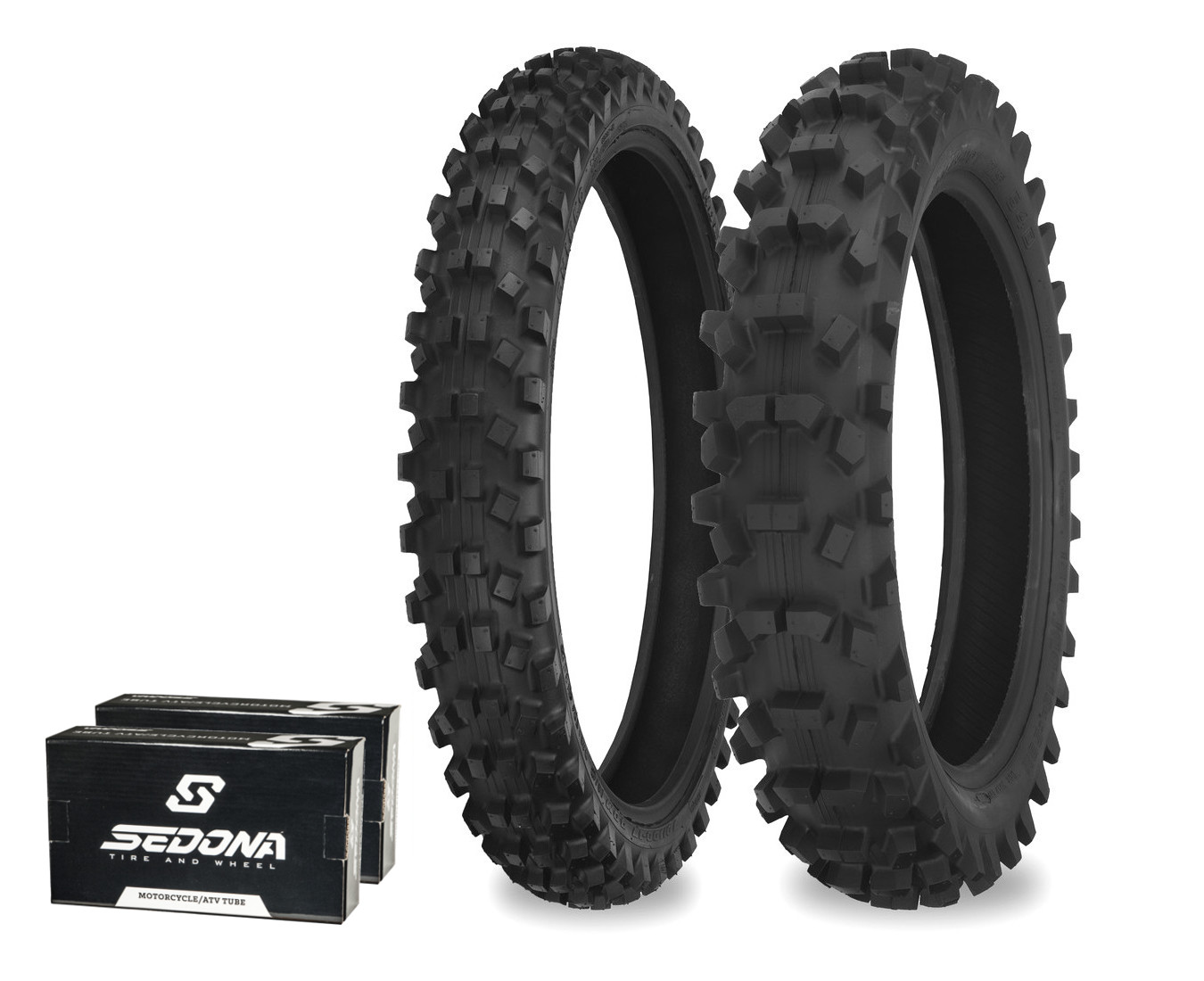540 Series 90/100-16 70/100-19 - Dirt Tire Kit w/ Tubes - Click Image to Close