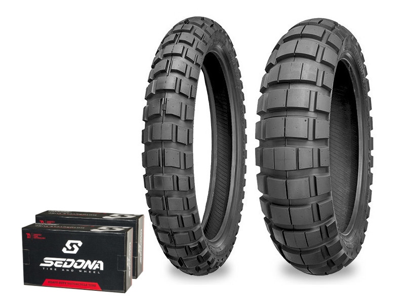 Adventure Trail 120/90-18 90/90-21 DOT - Dual Sport Tire Kit w/ HD Tubes - Click Image to Close