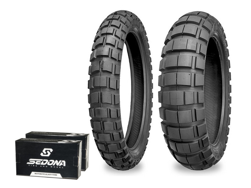 Adventure Trail 120/90-18 90/90-21 DOT - Dual Sport Tire Kit w/ Tubes - Click Image to Close