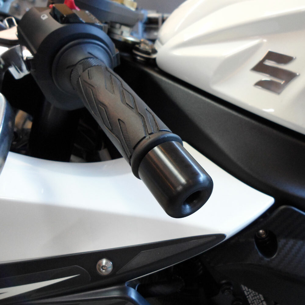 Black Bar End Sliders - For Suzuki GSXR, GSXS, & SV - Click Image to Close