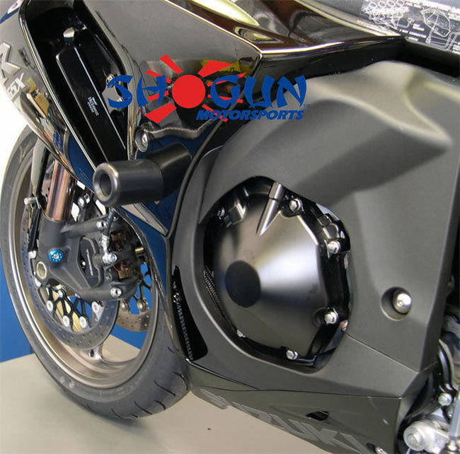 Black Complete Frame Slider Kit - "Race" Style, Requires Fairing Mod - For 09-11 Suzuki GSXR1000 - Click Image to Close