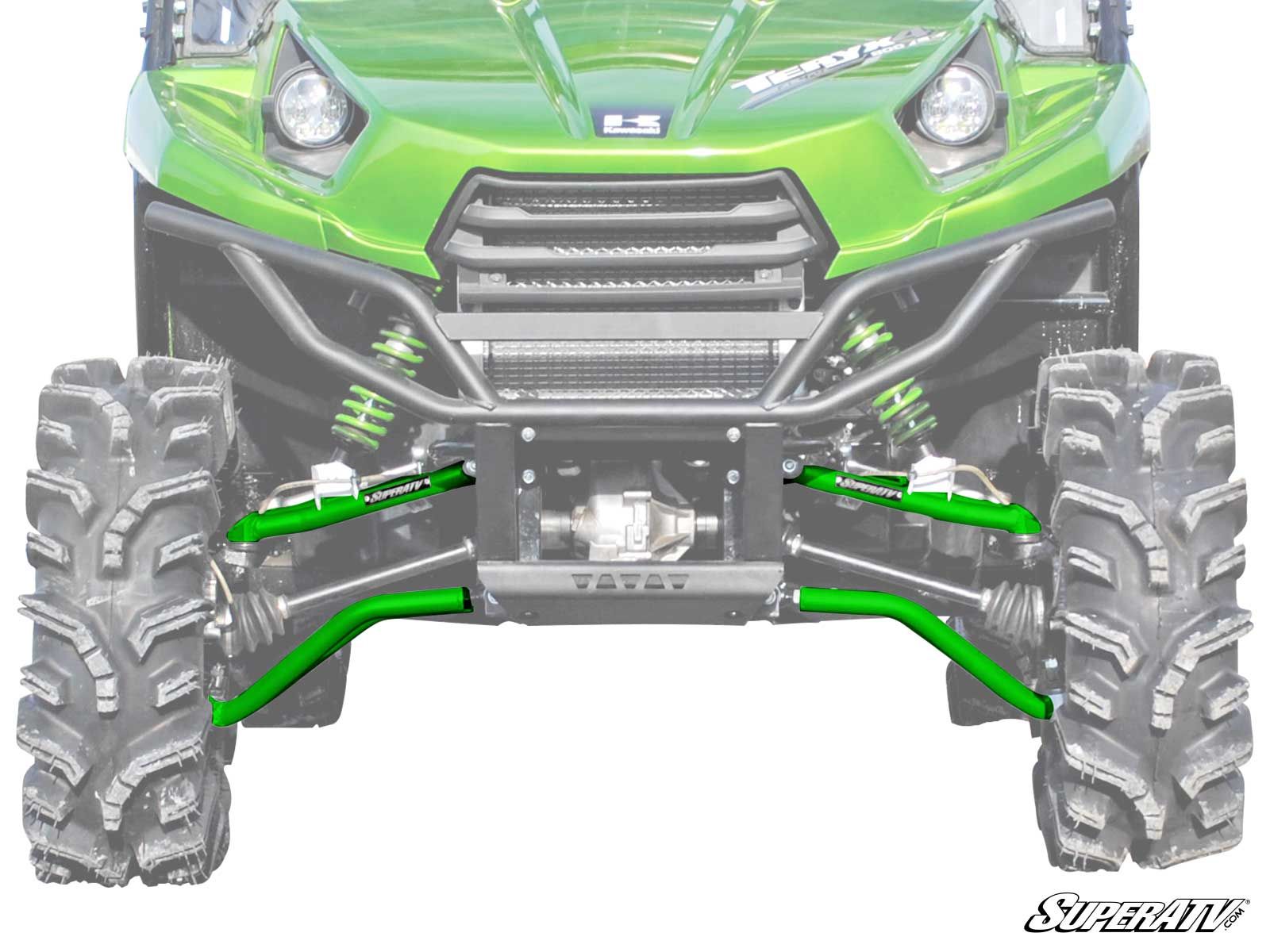 High Clearance 1.5" Forward Offset Front A-Arms Green - For 12-21 Kawasaki Teryx - Click Image to Close
