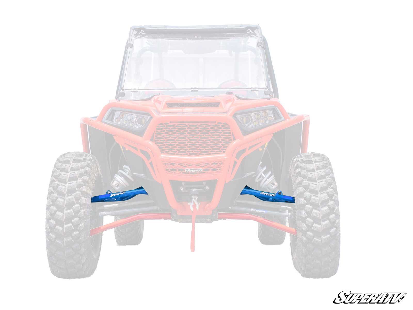 High Clearance Front Upper A-Arms Velocity Blue w/SuperDuty Joints - For 14-21 Polaris RZR XP 1000 - Click Image to Close