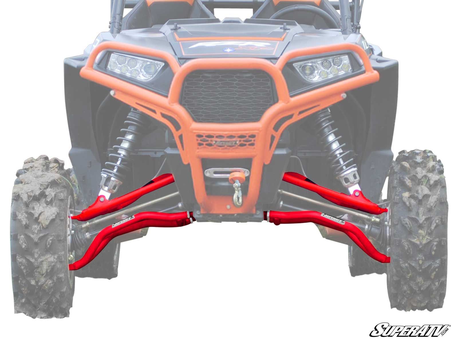 High Clearance Front A-Arms Red Adj. w/SuperDuty Joints - For 14-21 Polaris RZR XP 1000 - Click Image to Close