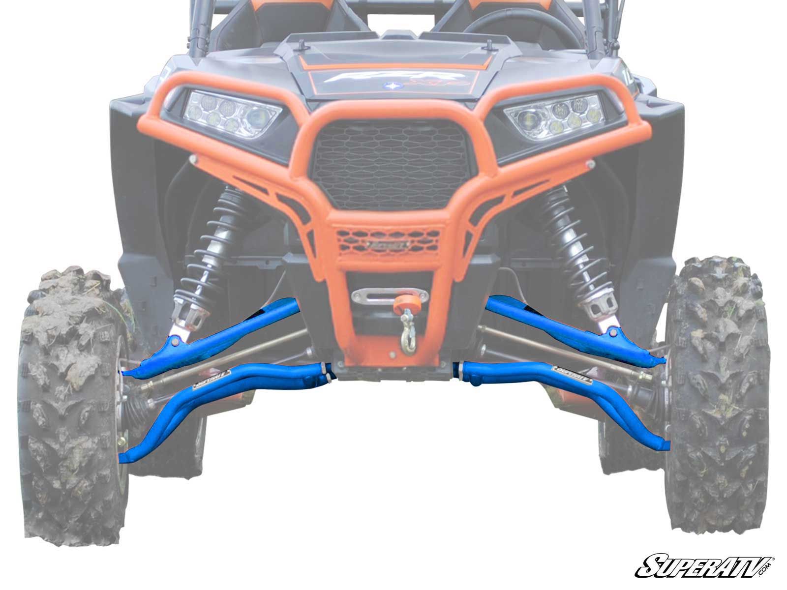 High Clearance Front A-Arms Voodoo Blue Adj. w/STD Joints - For 14-21 Polaris RZR XP 1000 - Click Image to Close