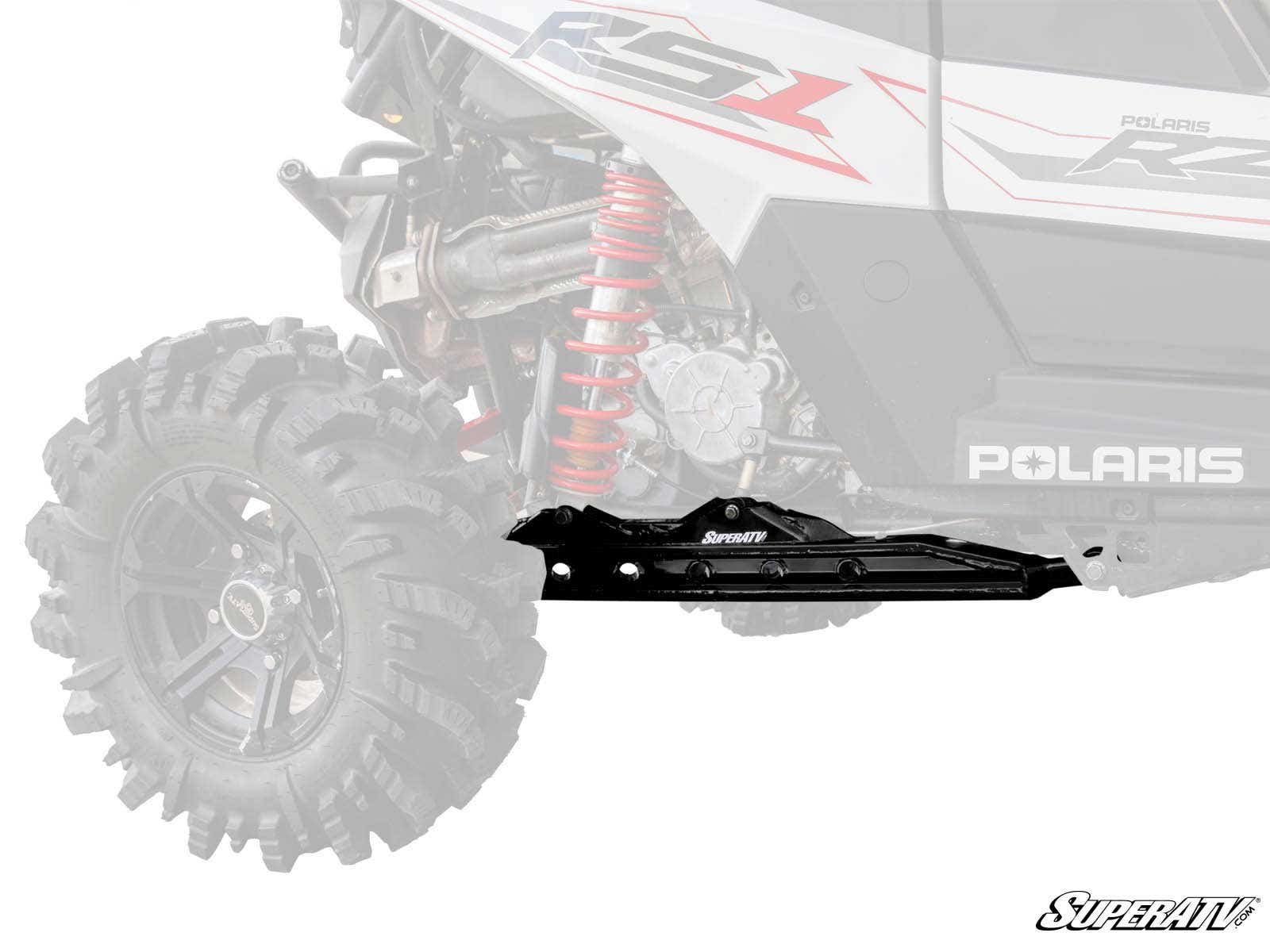 Extended Trailing Arms 1" Rear Offset - Black - For Polaris RZR RS1 - Click Image to Close