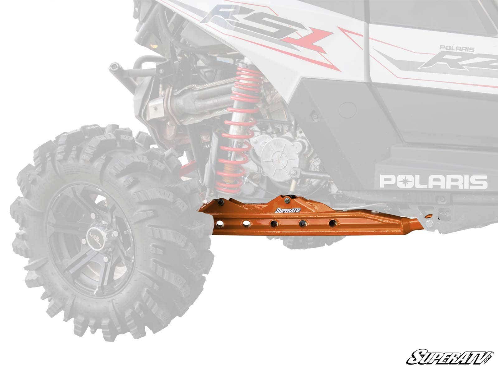 Extended Trailing Arms 1" Rear Offset Orange - For Polaris RZR RS1 - Click Image to Close