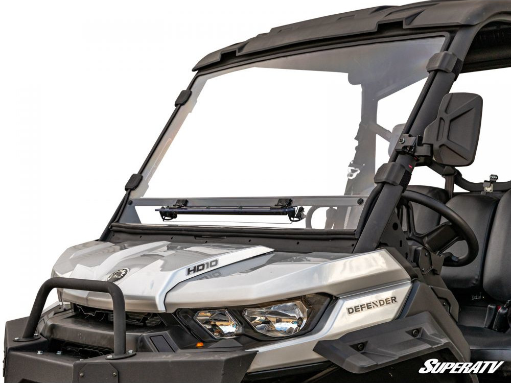 Scratch-Resistant Flip-Vented Full Windshield - For 16-21 Can-Am Defender - Click Image to Close