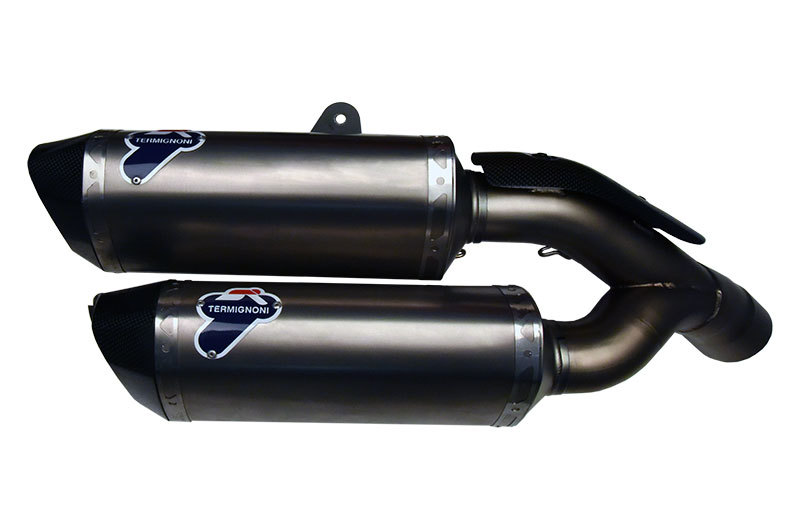 Force Stainless/Titanium Dual Slip On Exhaust - 16-18 Ducati Panigale 959 - Click Image to Close