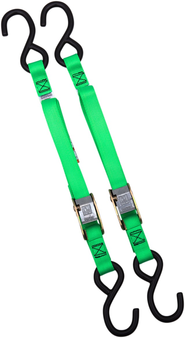 Green Classic Tie-Downs 66"x1" Pair - 1200lbs, Cam Buckle - Click Image to Close