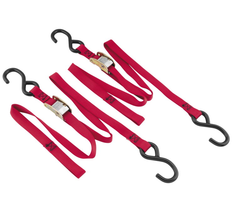 Red Classic Tie-Downs 66"x1" Pair - 1200lbs, Cam Buckle - Click Image to Close