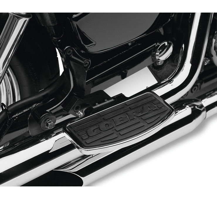 Classic Passenger Floorboards Chrome/Black - For 07-15 Yamaha XVS1300 V-Star - Click Image to Close