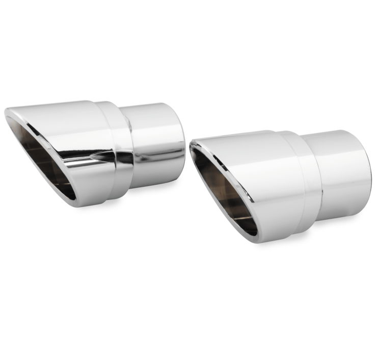 Slash-Cut End Caps Chrome - For Big Shots Staggered Exhaust - Click Image to Close