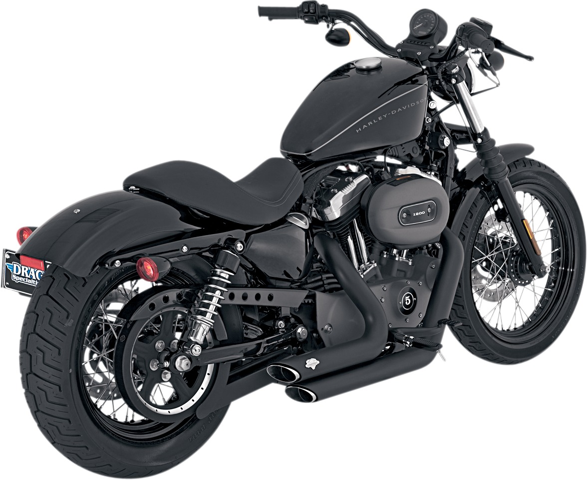 Shortshots Staggered Black Full Exhaust - For 04-13 Harley Sportster - Click Image to Close