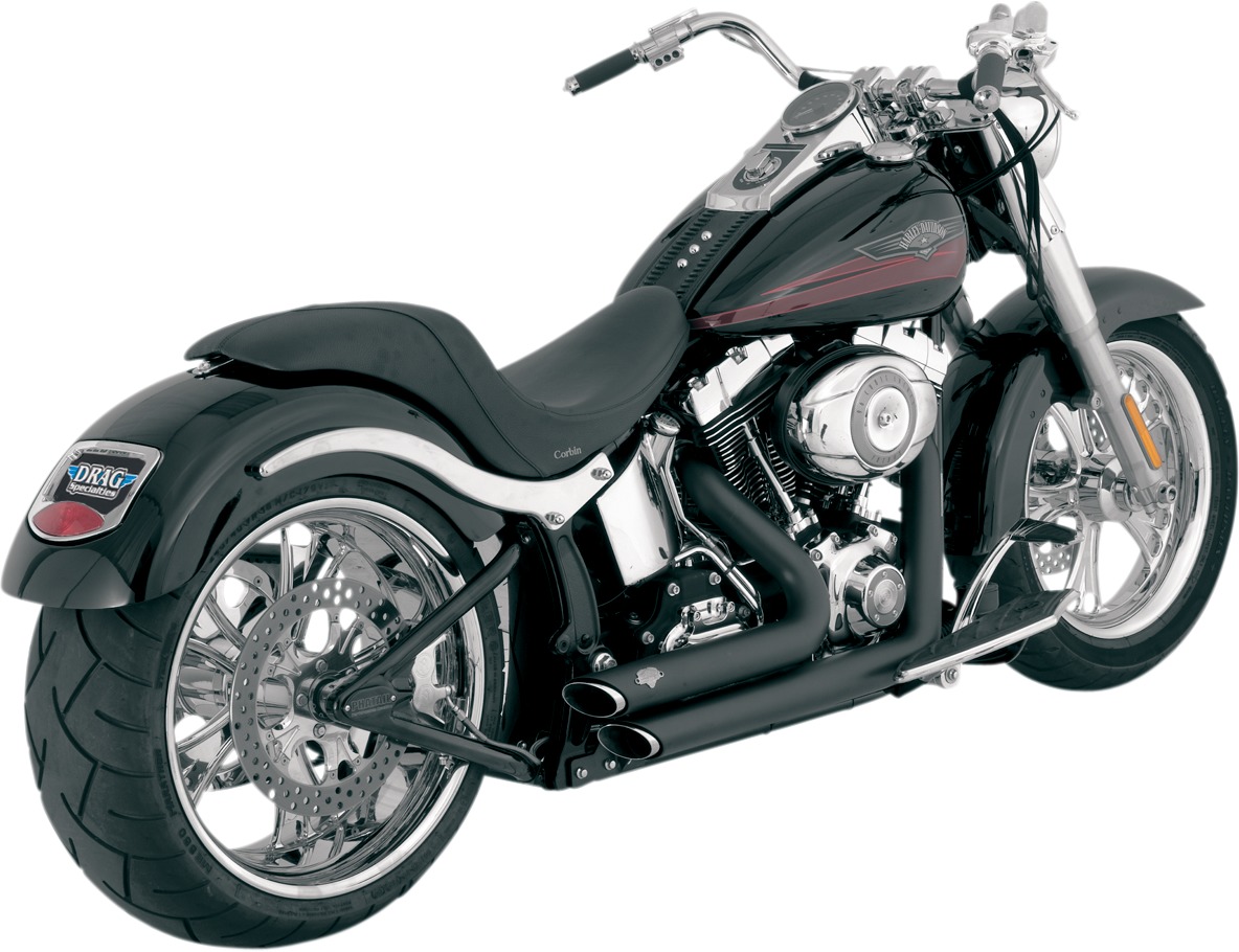 Shortshots Staggered Black Full Exhaust - 86-11 Harley Softail - Click Image to Close