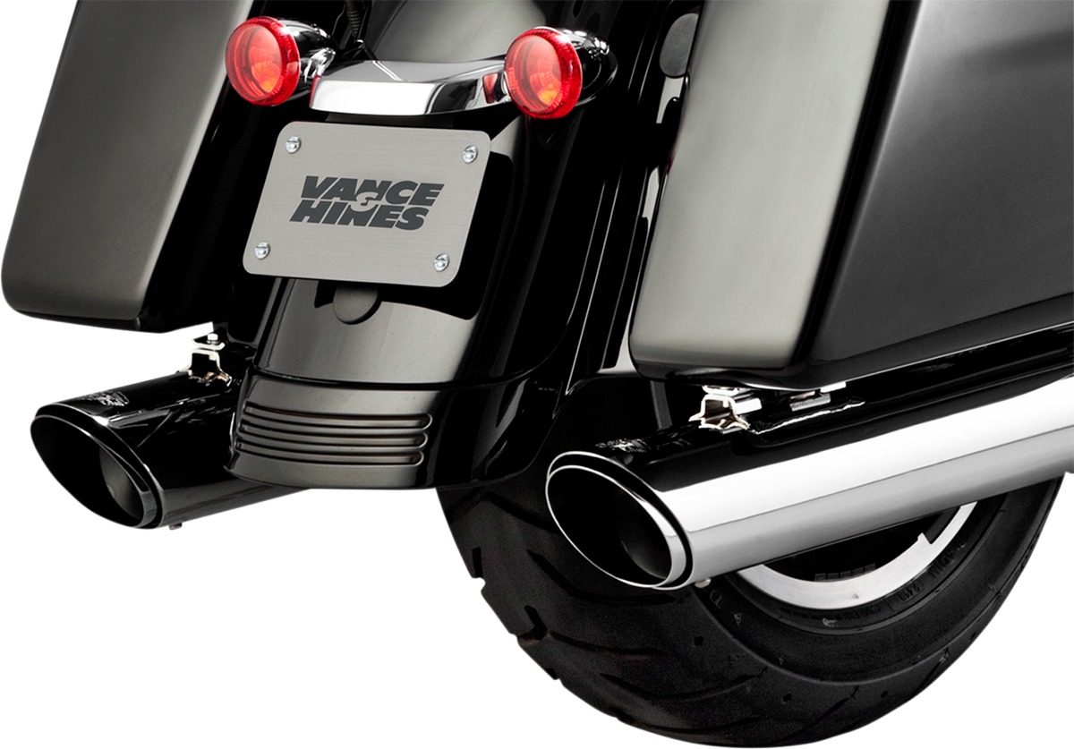 Twin Slash Round Chrome Dual Slip On Exhaust - For 17-21 Harley Touring - Click Image to Close