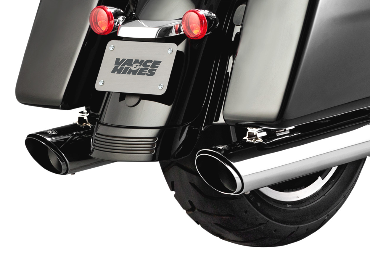 Twin Slash Round Chrome Dual Slip On Exhaust - For 17-21 Harley Touring - Click Image to Close