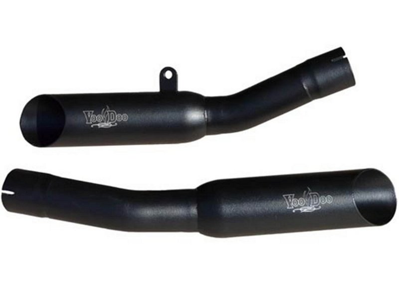 Black Dual Shorty Slip On Exhaust - For 08-11 Kawasaki ZX14R - Click Image to Close
