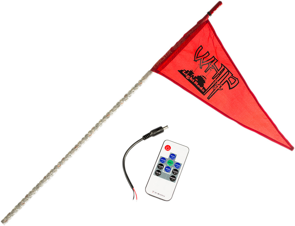 7' White RF Color LED Flag Whip Rod - LED Rod Whip - Click Image to Close