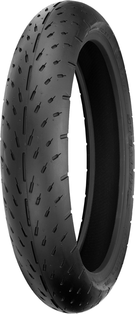 Ultra Soft 120/70ZR-17 Front Motorcycle Tire 003 "Stealth" - 58W - Street legal Dimpled Slick For Extreme Dry Traction - Click Image to Close