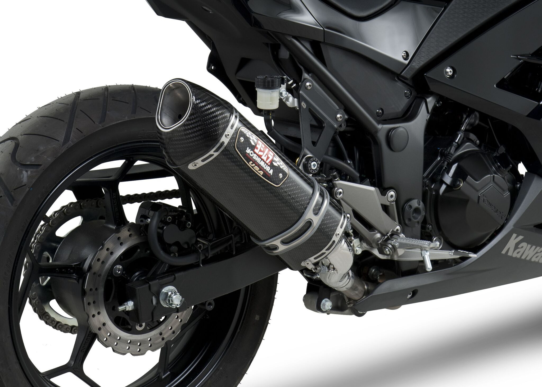 Street R77 Carbon Fiber Slip On Exhaust - for 13-17 Kawasaki Ninja 300 - Click Image to Close