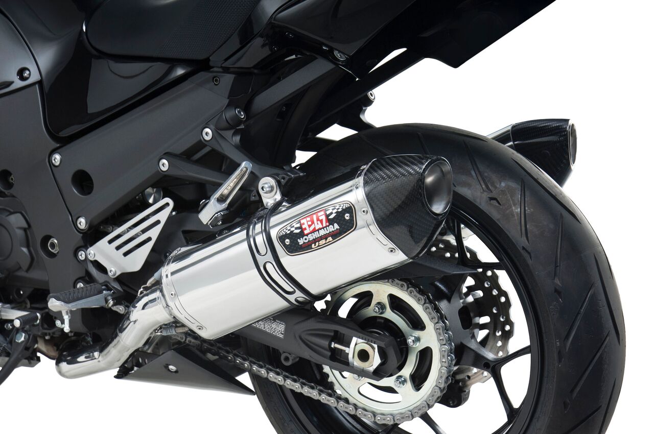 Race R77 Stainless Steel Dual Slip On Exhaust - For 12-23 Kawasaki ZX14 - Click Image to Close