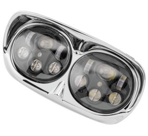 Letric Lighting Dual 5.75" LED Headlight Black/Chrome Fits Road Glide