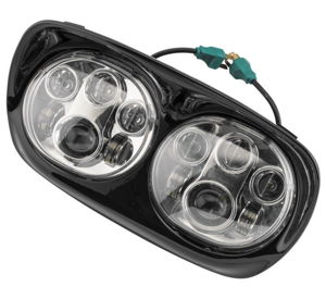 Letric Lighting LED Headlight Dual 5.75" Chrome/Black For Road Glide