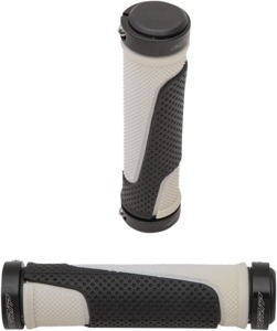 White & Black 997 Lock-On Open End Locking ATV Grips w/ End Plugs - Also fits Watercraft & MTB