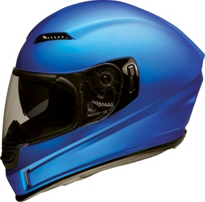 Z1R Jackal Satin Helmet - Large Matte Blue - Full-face helmet with a drop-down sun visor