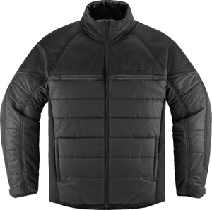 ICON Ghost Puffer Jacket Black Men's Large - Cold weather riding jacket
