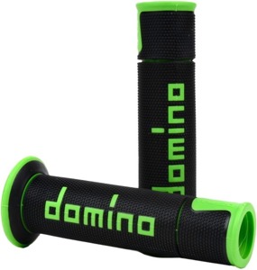Domino A450 Road Racing Grips Green/Black Pair - Green/Black grips for 22mm handlebars, sold in pairs