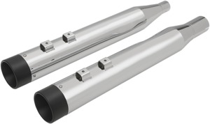 Dual Chrome 4" Slip On Exhaust Black Cap - For 17-21 Harley Touring