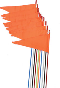 Strobe Ready Spring Mount 3/8" 7ft Safety Flags 10-Pack - Assorted - 2 ea black, red, blue, white - 1 ea yellow, orange
