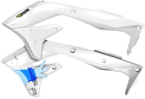 Cycra Powerflow Radiator Shrouds White Fits 16-18 Kawasaki KX450F