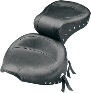 Mustang Chrome Studded Touring Seat Black Fits Softail 1984-1999