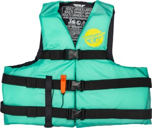 Fly Racing Nylon Flotation Vest Seafoam Green/Yellow 2X-Large - Unisex flotation vest, Seafoam Green/Yellow, 2X-Large