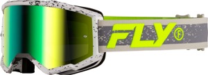 Fly Racing Youth Zone Goggle Dark Grey/Hi-Vis Yellow - Youth goggle with iridescent green mirror lens