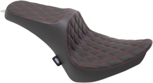 Predator 3 Vinyl Double Diamond 2-Up Seat Black/Red - For 00-05 FXST, 00-17 FLST, 00-06 FLSTF