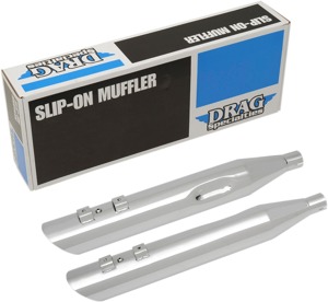 Dual Chrome 3.5" Slip On Exhaust Slash-Down - For 95-16 Harley FLH FLT