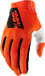 100% Men's Ridefit Gloves, Flo Orange, Size S, Off-Road/Motocross