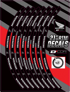 Rim Decals 21" Honda Logo Front - For 97-17 Honda CR CRF 125-500