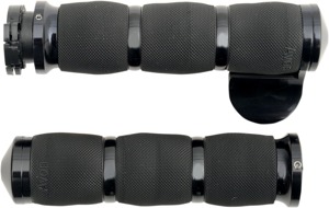 Avon Air Cushion Grips w/ Throttle Boss Black Anodized 1" For Metric Cruisers