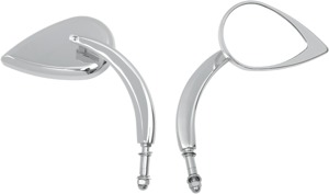Drag Specialties Teardrop Mirror Chrome Universal Fit - Universal teardrop chrome mirror with hardware