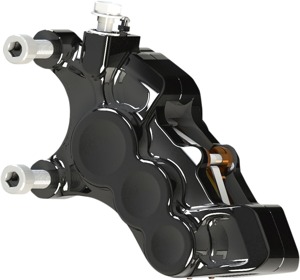 Arlen Ness Six-Piston Differential Bore Front Left Caliper Black ABS Harley - Front left caliper for Harley ABS models