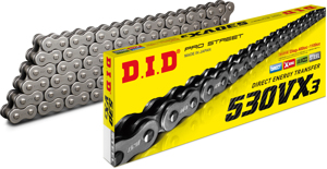 D.I.D 530VX3 120 Link X-Ring Motorcycle Chain - 120 link 530VX3 X-Ring chain, universal fit