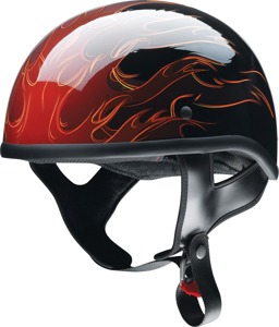 Z1R CC Beanie Hellfire Helmet - Medium, Red/Gloss/Black - Half face helmet with Hellfire graphic