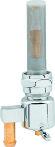 Bikers Choice Chrome Round Petcock 22MM Down Outlet - Chrome round petcock with 22mm down outlet
