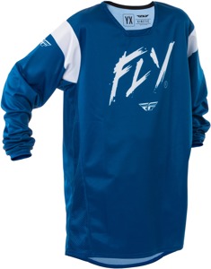 Fly Racing Youth Kinetic Stoke Jersey Navy/White Medium - Youth Offroad Jersey Navy/White Size Medium