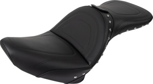 Saddlemen Explorer Special Seat w/Backrest Black For Harley Softail - 2-up seat with backrest For Harley Softail models